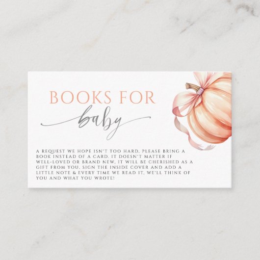 Herfst in Liefde Pompoen Roze Bow Boeken voor Baby Informatiekaartje (Voorkant)