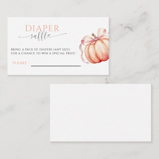 Herfst in Liefde Pompoen Roze Bow Luier Raffle Informatiekaartje (Voorkant / Achterkant)