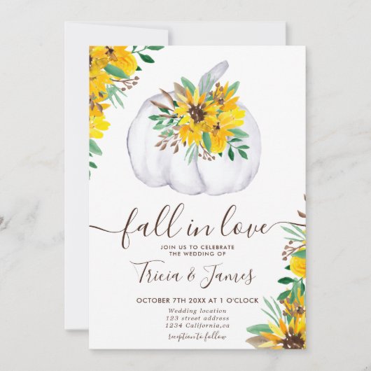 Herfst in liefde pompoen rustieke foto initialen b kaart (Voorkant)