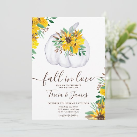 Herfst in liefde pompoen rustieke foto initialen b kaart (Staand voorkant)