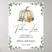 Herfst in Liefde Pompoen Sage Green Wedding Welkom Poster (Voorkant)