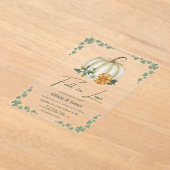 Herfst in Liefde Pompoen Sage Groene bruiloft Acryl Uitnodigingen (Laagn)