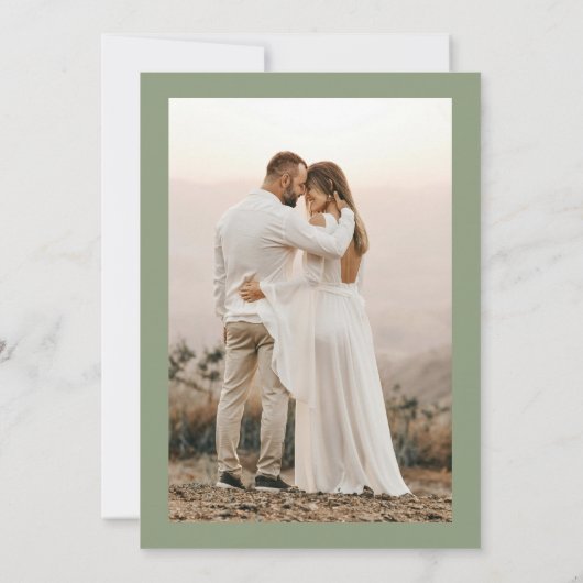 Herfst in Liefde Pompoen Sage Groene Foto Wedding Save The Date (Achterkant)