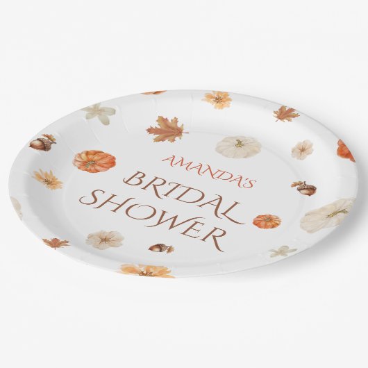 Herfst in Liefde Pompoen Vrijgezellenfeest Botanis Papieren Bordje (Gekanteld)