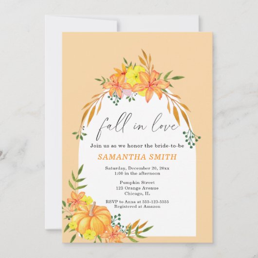 Herfst in liefde Pompoen Vrijgezellenfeest Kaart (Voorkant)