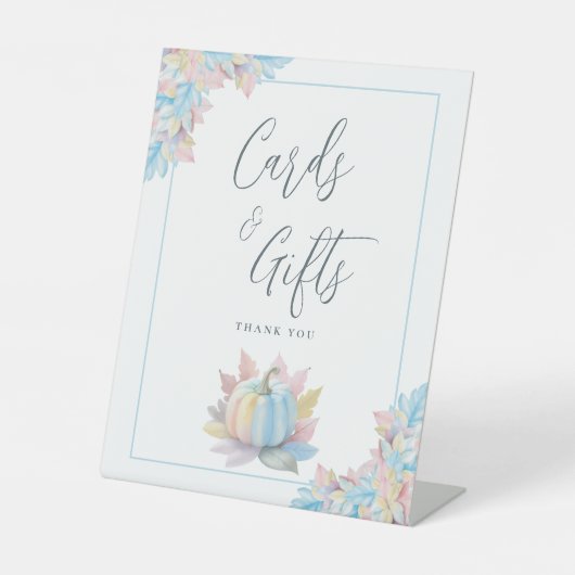 Herfst in Liefde Pompoen Vrijgezellenfeest Kaarten Reclamebord Met Voetstuk (Voorkant)