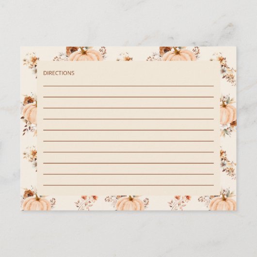 Herfst in Liefde Pompoen Vrijgezellenfeest Recept  Briefkaart (Achterkant)