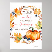 Herfst in liefde pompoen vrijgezellenfeest welkoms poster (Voorkant)
