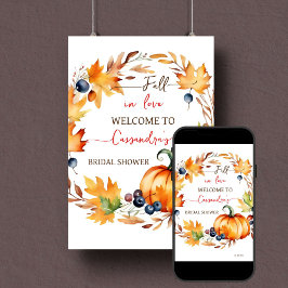 Herfst in liefde pompoen vrijgezellenfeest welkoms poster