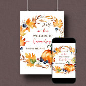Herfst in liefde pompoen vrijgezellenfeest welkoms poster