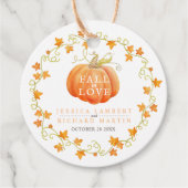 Herfst in liefde pompoen waterverf kunst bruiloft bedankjes labels (Voorkant)