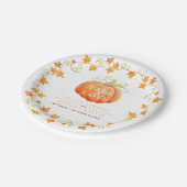 Herfst in liefde pompoen waterverf kunst bruiloft papieren bordje (Gekanteld)