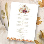 Herfst in Liefde Pompoen Wedding Menu Kaart<br><div class="desc">Creëer is een elegante en tijdloze herfst-thema trouwsuite die moeiteloos weerspiegelt uw stijl met persoonlijke gegevens.</div>