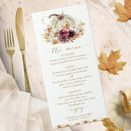 Herfst in Liefde Pompoen Wedding Menu Kaarten