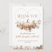 Herfst in liefde Pompoen Wildflower hart Baby show Bedankkaart (Voorkant)