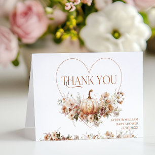 Herfst in liefde Pompoen Wildflower hart Baby show Bedankkaart