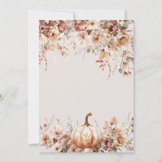 Herfst in liefde Pompoen Wildflower hart Baby show Kaart (Achterkant)