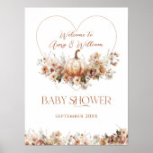 Herfst in liefde Pompoen Wildflower hart Baby show Poster (Voorkant)