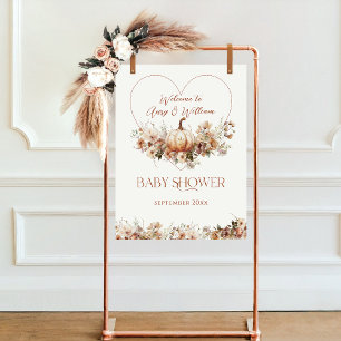 Herfst in liefde Pompoen Wildflower hart Baby show Poster