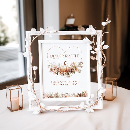 Herfst in liefde Pompoen Wildflower hart Baby show Poster