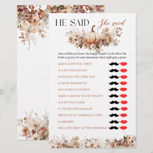 Herfst in liefde Pompoen Wildflower Vrijgezellenfe (Voorkant / Achterkant)