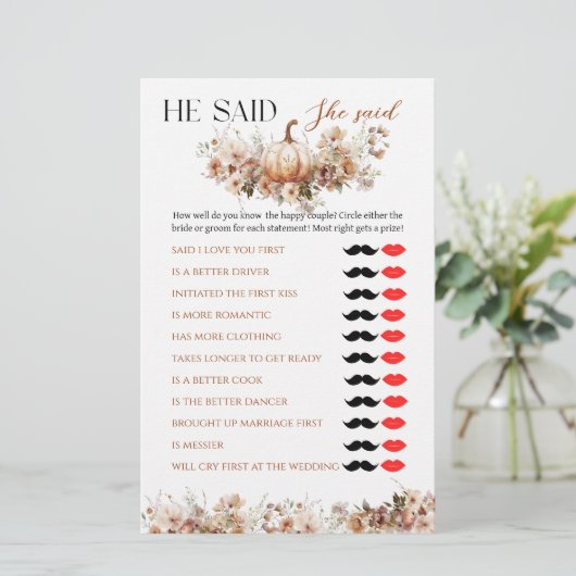 Herfst in liefde Pompoen Wildflower Vrijgezellenfe (Staand voorkant)