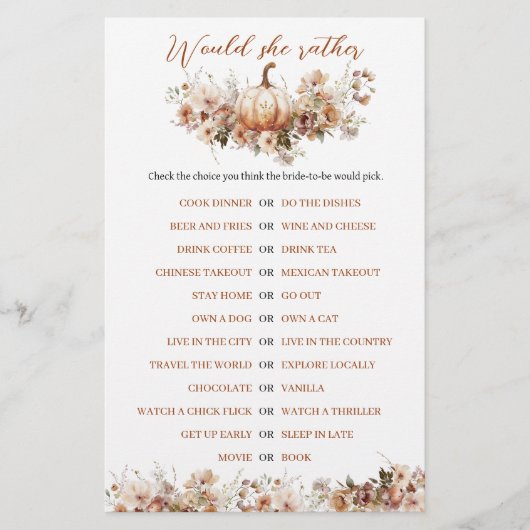 Herfst in liefde Pompoen Wildflower Vrijgezellenfe (Voorkant)