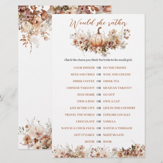 Herfst in liefde Pompoen Wildflower Vrijgezellenfe (Voorkant / Achterkant)