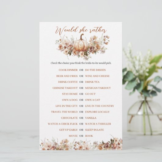 Herfst in liefde Pompoen Wildflower Vrijgezellenfe (Staand voorkant)