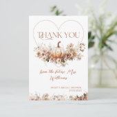 Herfst in liefde Pompoen Wildflower Vrijgezellenfe Bedankkaart (Staand voorkant)