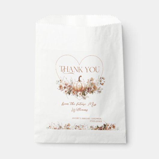 Herfst in liefde Pompoen Wildflower Vrijgezellenfe Bedankzakje (Voorkant)