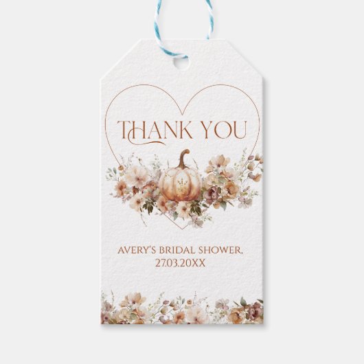 Herfst in liefde Pompoen Wildflower Vrijgezellenfe Cadeaulabel (Voorkant)