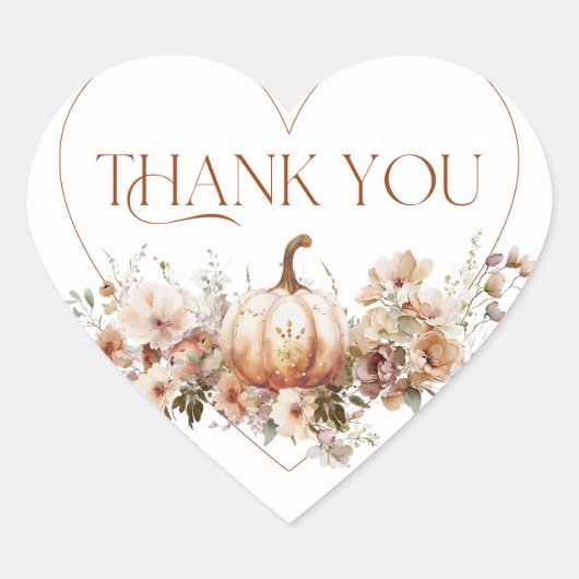 Herfst in liefde Pompoen Wildflower Vrijgezellenfe Hart Sticker (Voorkant)