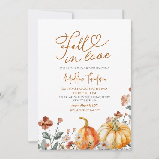 Herfst in Liefde Pompoen Wildflower Vrijgezellenfe Kaart (Voorkant)