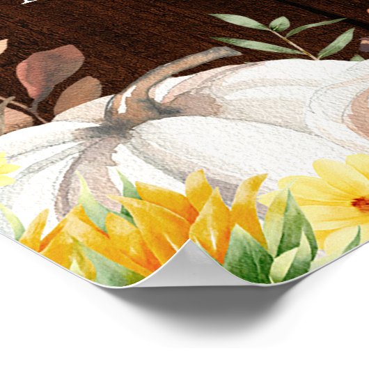 Herfst in Liefde Pompoen Zonnebloem bruiloft Welko Poster (Hoek)