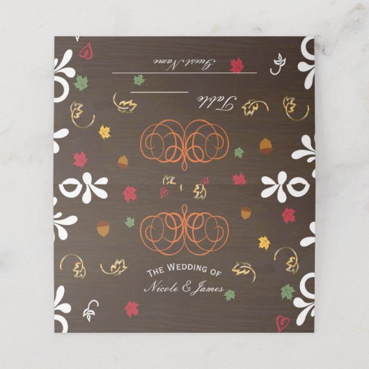 Herfst in Liefde Pompoenen Bladeren & Hout Tafelst Plaatskaartje (Buitenkant ongevouwen)