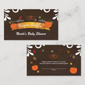Herfst in Liefde Pompoenen Bladeren & Houten Luier Informatiekaartje (Voorkant / Achterkant)
