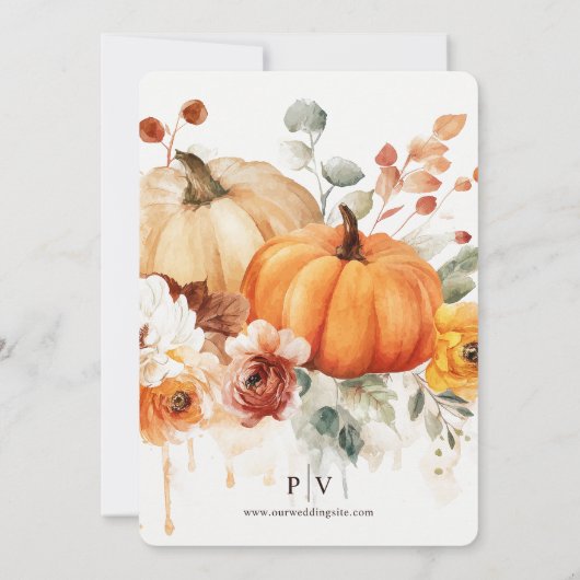 Herfst in liefde pompoenen bruiloft uitnodiging (Achterkant)