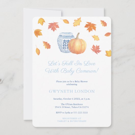 Herfst In Liefde Preppy Ginger Jar Baby shower Par Kaart (Voorkant)