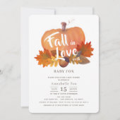 Herfst in liefde Pumpkin Fall Leaves Baby shower Kaart (Voorkant)