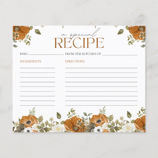 Herfst in Liefde Recept Kaart Vrijgezellenfeest (Voorkant)