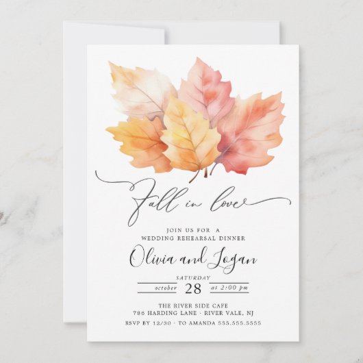 Herfst in liefde repetitie diner kaart (Voorkant)