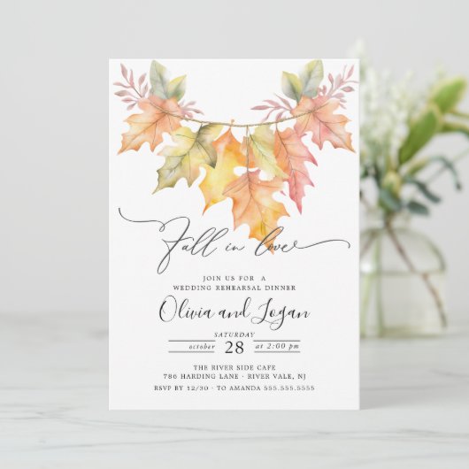 Herfst in liefde repetitie diner kaart (Staand voorkant)