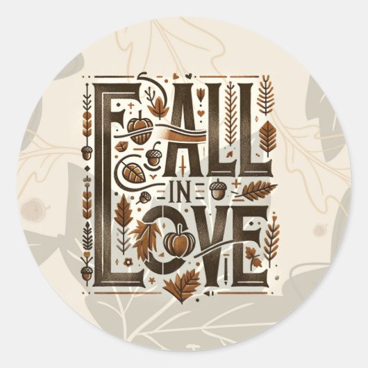 HERFST IN LIEFDE Retro Herfst Herfst Verloving Dou Ronde Sticker (Voorkant)