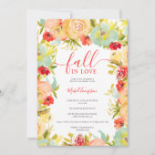 Herfst in liefde rode bloemen waterverf vrijgezell kaart (Voorkant)