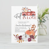 Herfst in Liefde Rode Pumpkin Pickup Truck Baby sh Kaart (Staand voorkant)