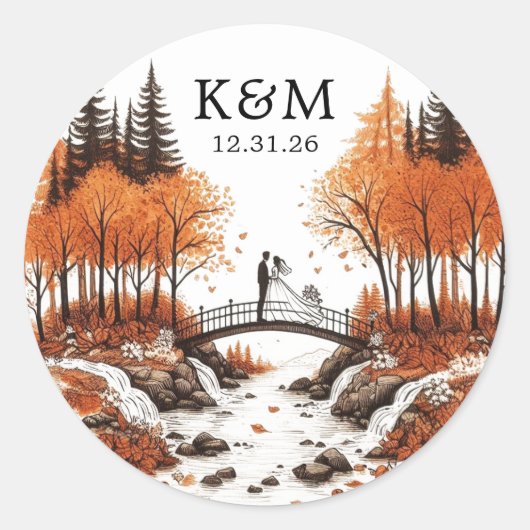 Herfst in Liefde Ronde Sticker (Voorkant)