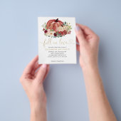 Herfst in Liefde Rood Roze Bloemen Pompoen Vrijgez Flyer (Hand)