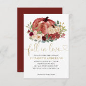Herfst in Liefde Rood Roze Bloemen Pompoen Vrijgez Notitiekaartje (Voorkant / Achterkant)