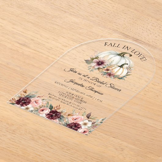 Herfst in Liefde Roos Floral Bourgondië Vrijgezell Acryl Uitnodigingen (Laagn)